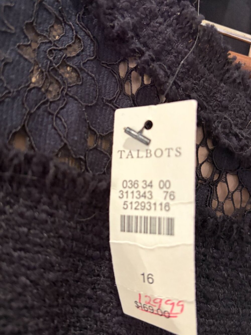 Talbots Black Lace Overlay Sheath Dress Size 16 - Picture 9 of 13